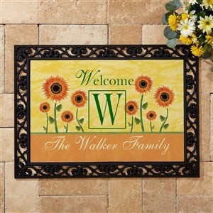 Personalized Summer Rubber Back Doormat - Summer Sunflowers - 7103-S
