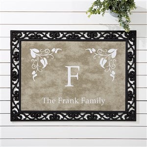 Scroll Leaf Monogram Personalized Doormat- 18x27 - 7198