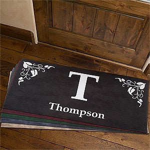 Scroll Leaf Monogram Personalized Doormat- 24x48 - 7198-O