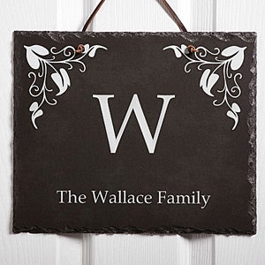 Scroll Leaf Personalized Slate Plaque - 7199