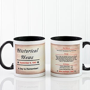 Personalized Birthday Coffee Mug - Black Handle - The Day You Were Born - 7218-B