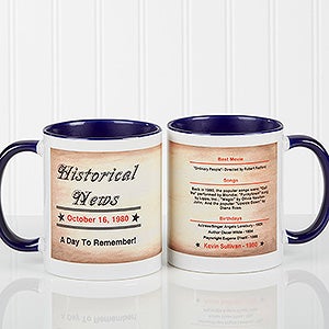 Personalized Blue Coffee Mugs - Day You Were Born Stats - 7218-BL