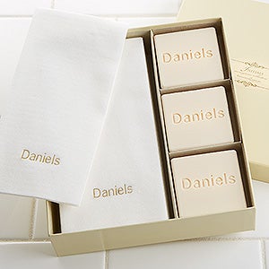 Elegant Monogram Guest Soap & Towel Set - Name - 7277D-Name