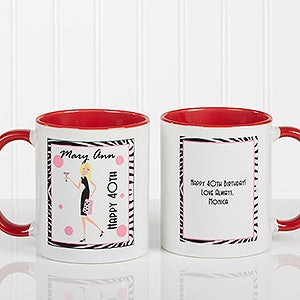 Birthday Girl Personalized Coffee Mug for Women - Red Handle - 7360-R