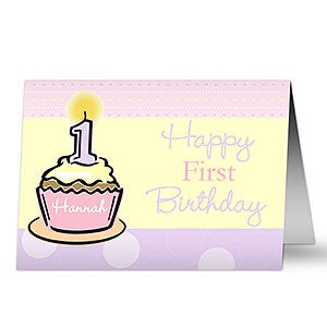 Personalized Birthday Cards for Girls - Babys First Birthday - 7489-P