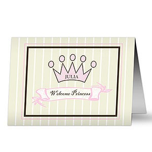 Baby Girl Personalized Greeting Cards - Royal Welcome - 7493-G