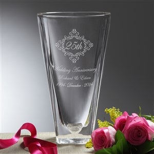 Anniversary Memento Etched Crystal Vase - 7616