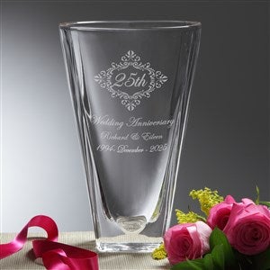 Anniversary Memento Etched Crystal Vase - 7616