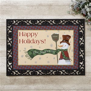 Personalized Snowman Christmas Doormat - Let It Snow - 7643