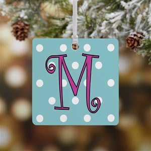 Monogram Polka Dot Christmas Ornament - 1 Sided Metal - 7704-1M