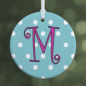 Personalized Christmas Ornament - Polka Dots - 1-Sided - 7704-1