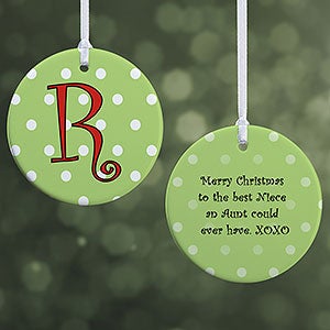 Personalized Christmas Ornament - Polka Dots - 2-Sided - 7704-2
