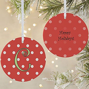 Polka Dot Monogram Christmas Ornament - 7704-2L