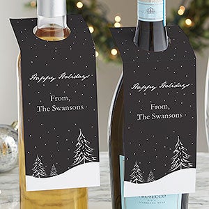 Snowscape Personalized Wine Bottle Tags - 7738