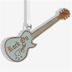 Rock On Personalized Blue Wood Guitar Ornament - 7753-B