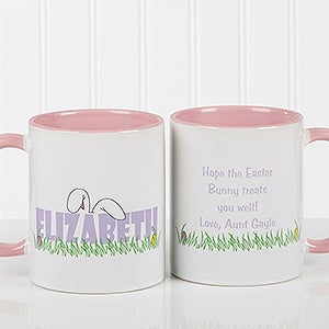 Large Personalized Easter Mugs - Bunny Ears To You - Pink Mug - 7976-P
