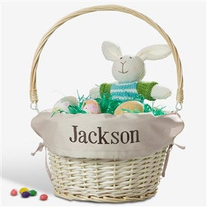 Natural Personalized Willow Easter Basket With Drop-Down Handle - 7984-Na