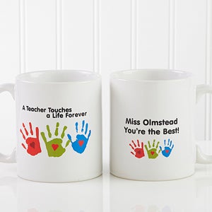 Personalized Coffee Mugs For Teachers - Kids Handprints - 8027-S