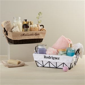 Personalized Wicker Basket with Embroidered Name - 8119