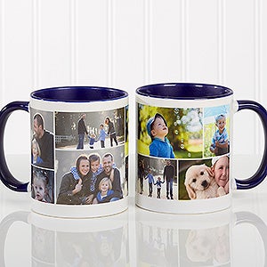 Personalized Photo Collage Coffee Mug - Blue Mug - 8214-BL