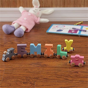 Personalized Pastel Wooden Name Train - 10 Letters - 8283D-10