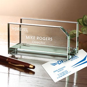 Personalized Logo Glass Business Card Holder - 8554