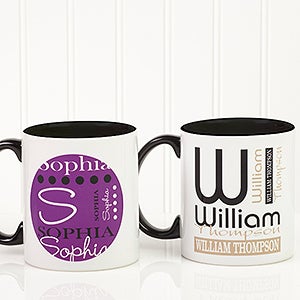Personalized Coffee Mugs - Personally Yours - Black Handle - 8796-B