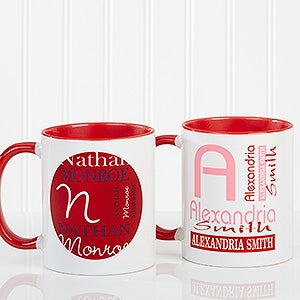Personalized Coffee Mugs - Personally Yours - Red Handle - 8796-R