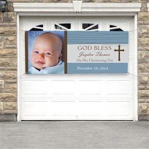 God Bless Personalized Photo Christening Banner - 30x72 - 9082-P