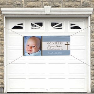 God Bless Personalized Photo Christening Banner - 20x48 - 9082-S