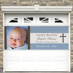 God Bless Personalized Photo Christening Banner - 45x108 - 9082-L