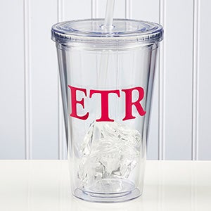 Personalized Reusable Drink Cup with Monogram - Insulated Acrylic - 9153-I