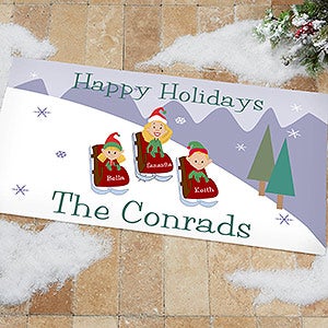 Personalized Winter Oversized Doormat - Sledding Family Characters - 9184-O