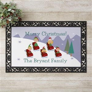 Personalized Winter Sledding Family Doormat - 9184-M