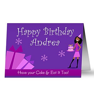 Birthday Girl Horizontal Personalized Greeting Card - 9203-H