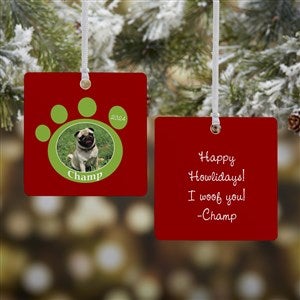 Pawprint On Our Hearts Square Photo Ornament - 9278-2M