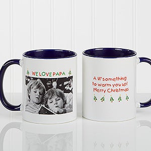 Personalized Photo Holiday Mugs - Loving You - Blue Handle - 9426-BL