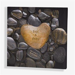 Heart Rock Personalized Canvas Print- 12x12 - 9531-S