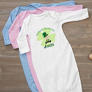 Babys First St. Patricks Day Personalized Baby Gown - 9673-G