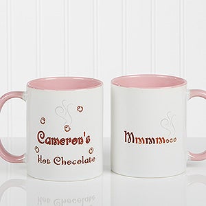 Personalized Kids Hot Chocolate Mug - MMMM Good - Pink Handle - 9822-P