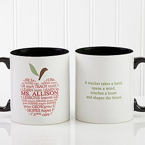 Apple Scroll Personalized Teacher Coffee Mug 11oz.- Black - 9915-B