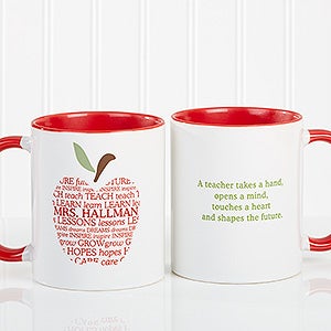 Apple Scroll Personalized Teacher Coffee Mug 11oz.- Red - 9915-R