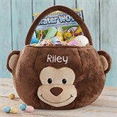 Monkey Embroidered Plush Easter Basket - 22542