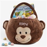 Monkey Embroidered Plush Easter Basket - 22542