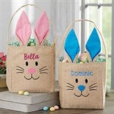Bunny Face Personalized Burlap Easter Treat Bags - 22576