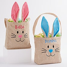 Bunny Face Personalized Burlap Easter Treat Bags - 22576