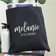 Scripty Style Personalized Black Canvas Tote Bag - 22638