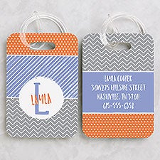 Personalized Kids Luggage Tags - Colorful Name  Initial - 22642