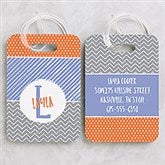 Personalized Kids Luggage Tags - Colorful Name & Initial - 22642