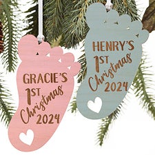 Personalized First Christmas Baby Footprint Ornaments - 22740